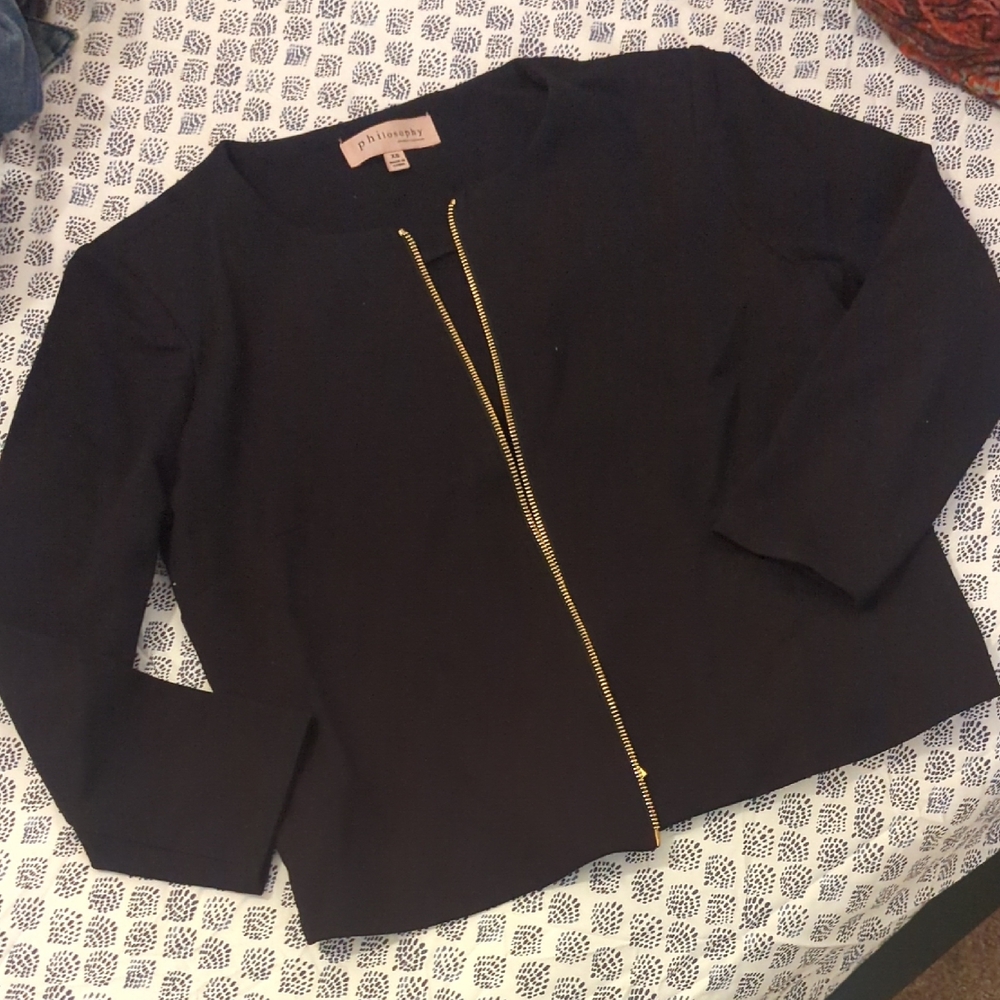 Philosophy Black Jacket with Gold Zipper